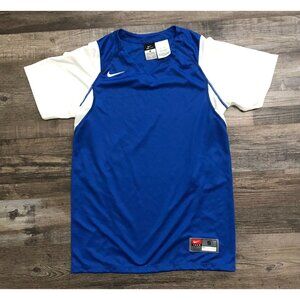 Nike Dri Fit Mens Blue & White Athletic Short Sleeve Jersey Shirt